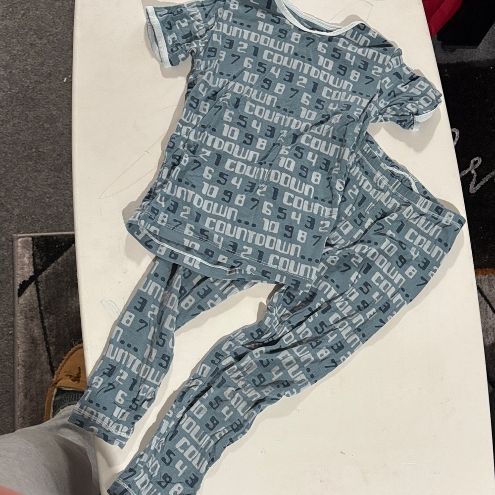 Kickee Pants Blue Number-Print Two-Piece Pajama Set
